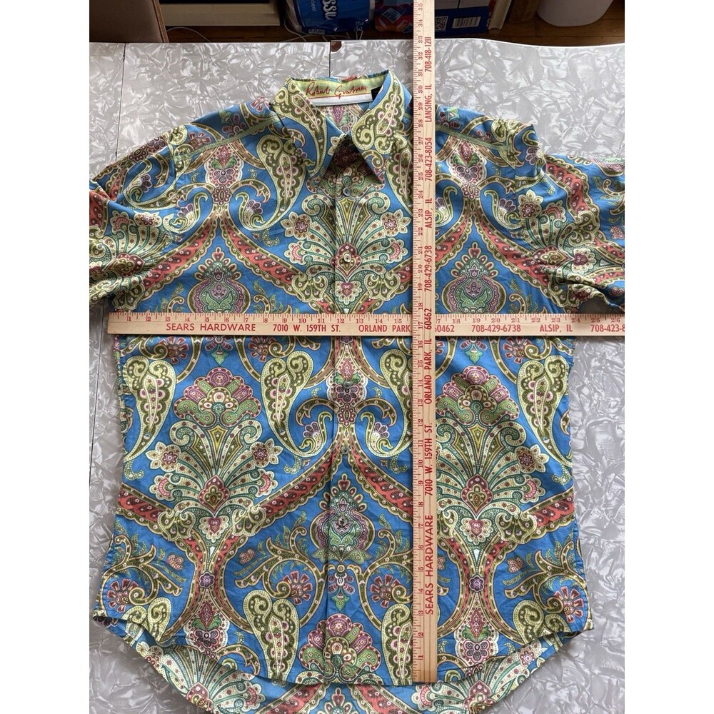 Robert Graham Men's L/G Blue Green Pink Paisley Long Sleeve Button-Up Shirt - Picture 6 of 8